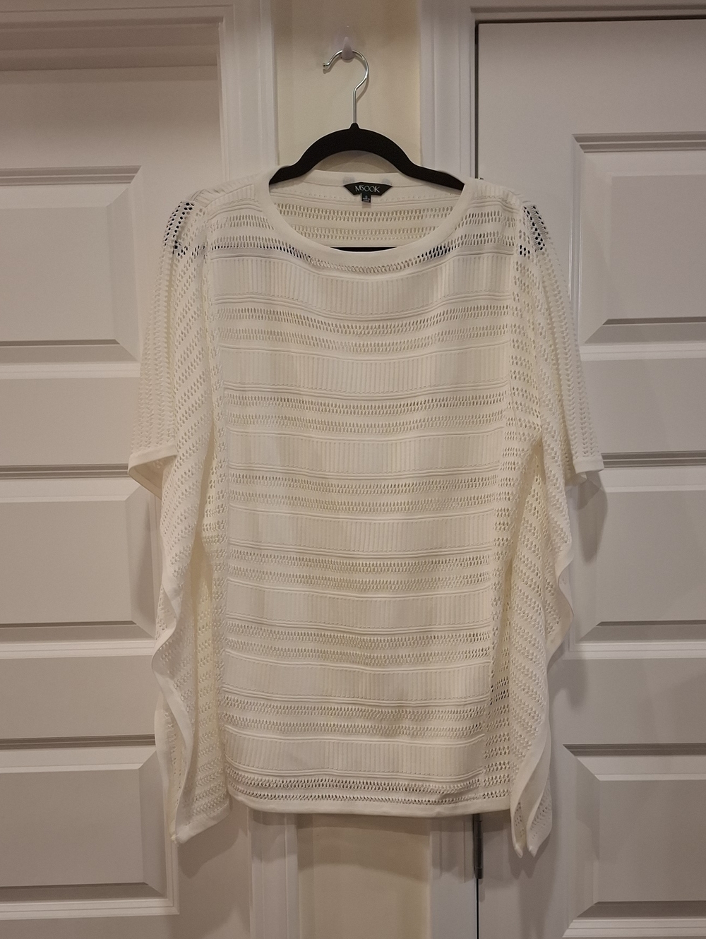 Misook White Knit Poncho Top Size Small